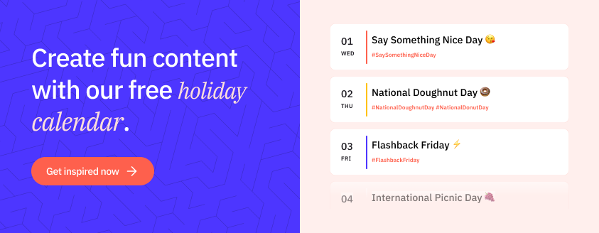 Holiday calendar by Sendible helps your create fun content for social media