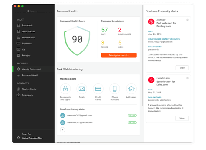 dashlane monitoring dashboard