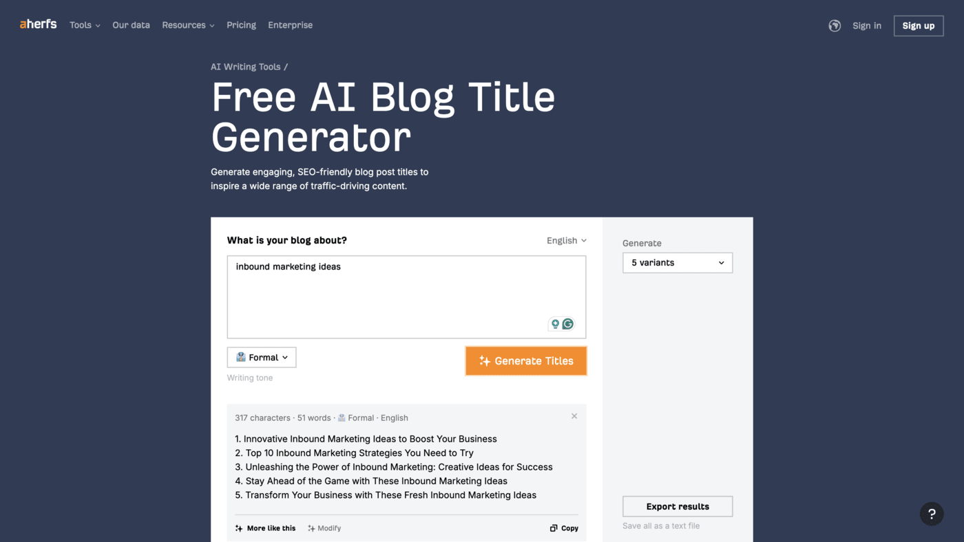 ahrefs topic generator