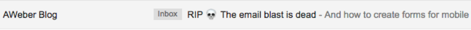 Subject line from AWeber