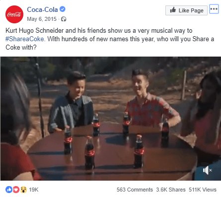 #ShareACoke campaign on Facebook