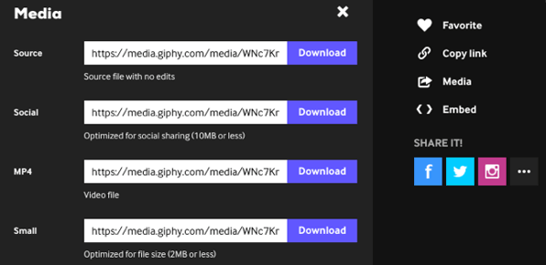 GIPHY GIF Maker - sharing options