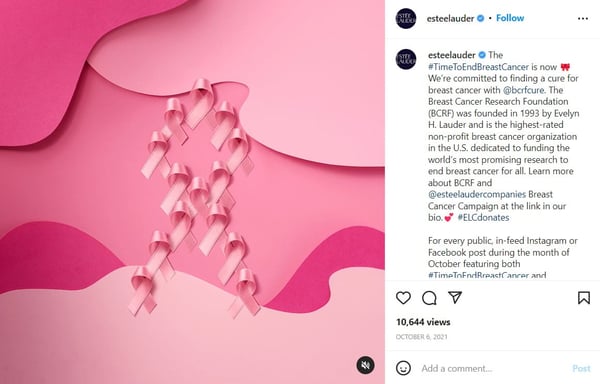 Pink Ribbon #TimeToEndBreastCancer 2021 campaign by Estee Lauder