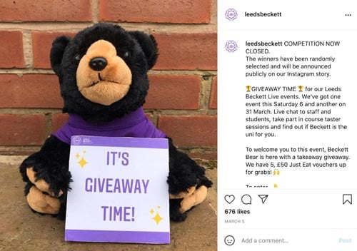 leeds beckett instagram competition 