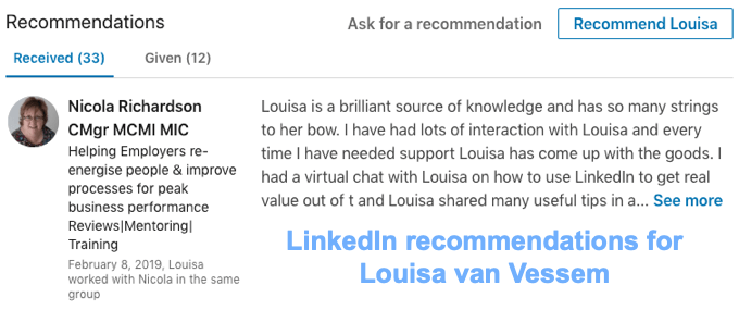 linkedin recommendations