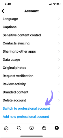 How to switch to Instagram business account