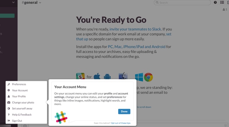 Great example of a simple onboarding by Slack