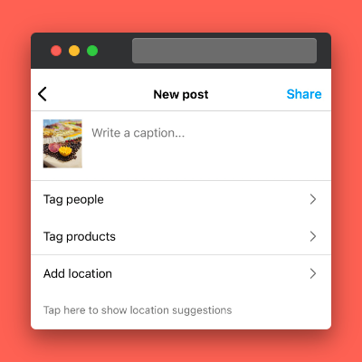 A screenshot of a new post being created for Instagram