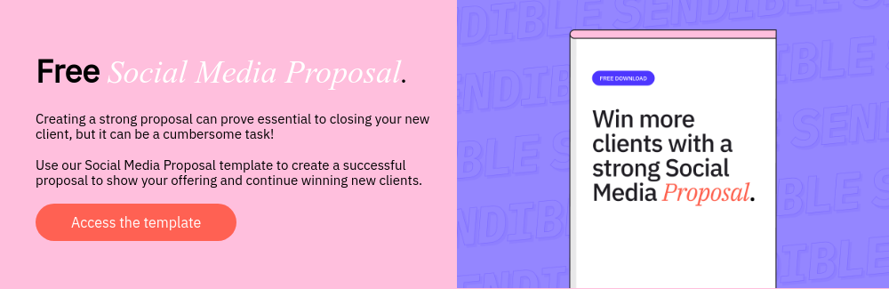 Free Social Media Proposal.   Creating a strong proposal can prove essential to closing your new client, but it can be a cumbersome task! Use our Social Media Proposal template to create a successful proposal to show your offering and continue winning new clients.  