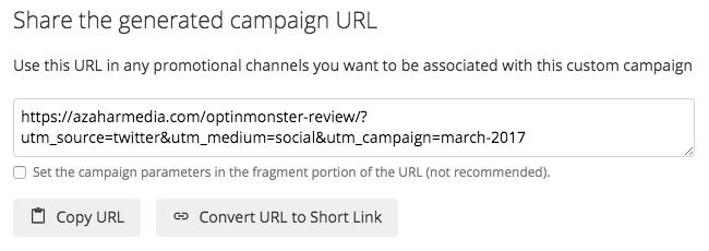 Long URL with custom UTM values