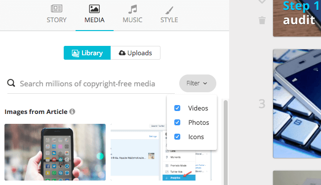 Add media to your social media videos in Lumen5