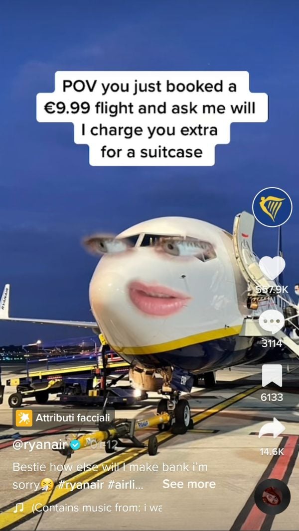 Ryanair community management example on TikTok